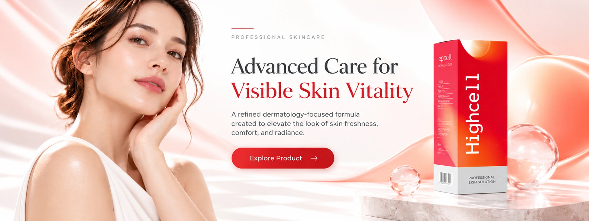 Highcell promotional campaign with product packaging and a human lifestyle visual